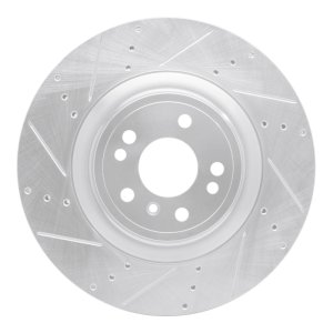 Mercedes-Benz GLE300D Brake Rotor (1) - Front Left - R1 Concepts - Drilled & Slotted - Silver - `12-`19